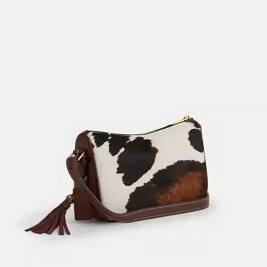 Cowhide Charm Printed Shoulder Bag