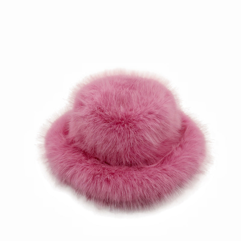 Faux Fox Fur Plush Fisherman Hat