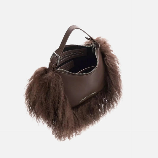 Leather Wool Trim Cortni Bag.