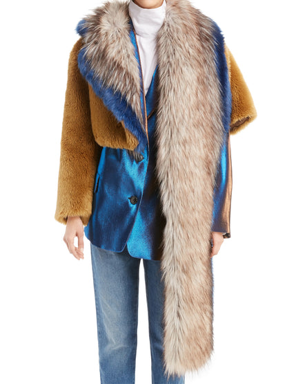 Faux Fur Asymmetrical Shrug