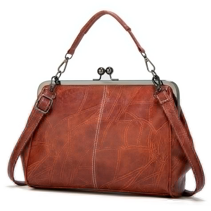 Vintage-Inspired Leather Kisslock Handbag