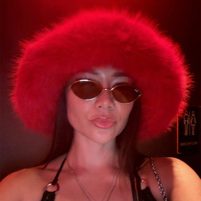Faux Fox Fur Plush Fisherman Hat