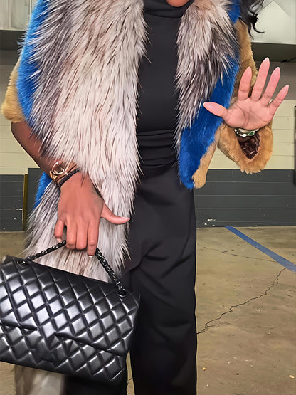 Faux Fur Asymmetrical Shrug