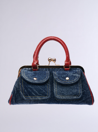 Denim Kisslock Satchel