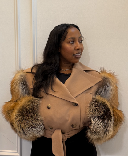 Plush Sleeves Short Coat