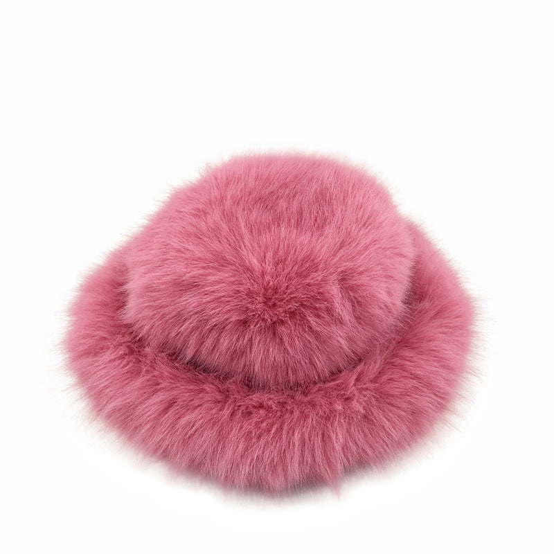 Faux Fox Fur Plush Fisherman Hat