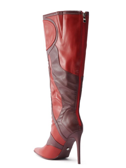 Faux Leather Upper Red Boots