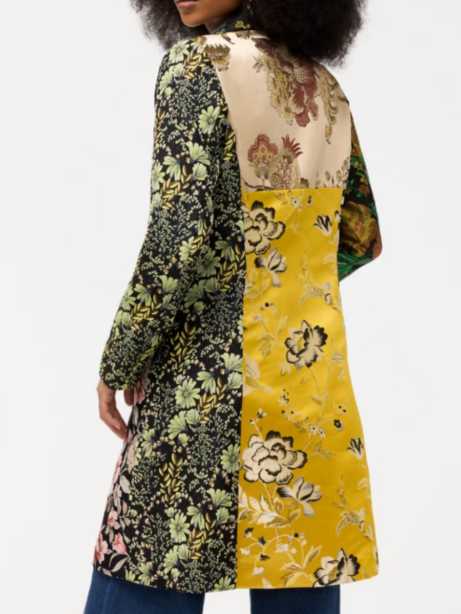 Floral Print Contrast Coat