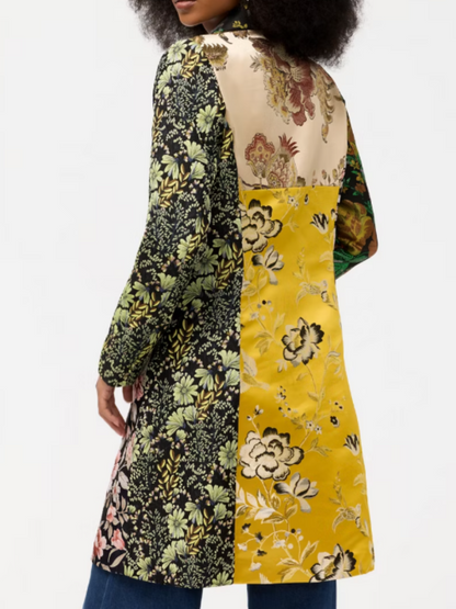 Floral Print Contrast Coat