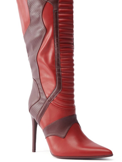 Faux Leather Upper Red Boots