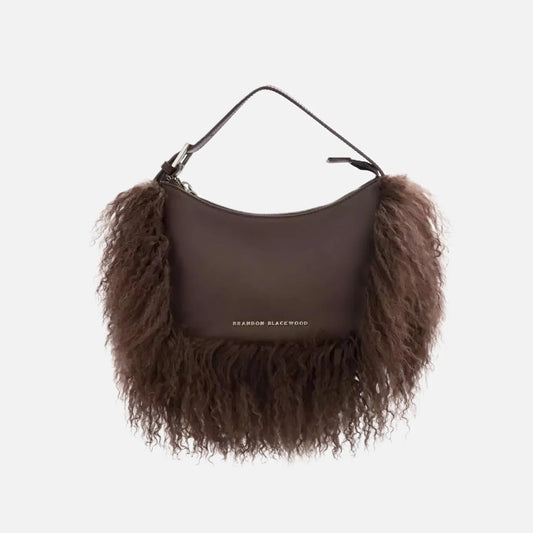 Leather Wool Trim Cortni Bag.