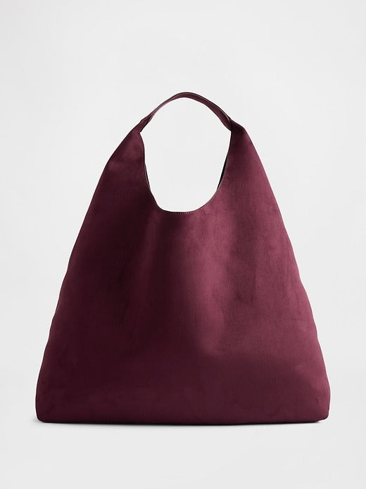 Vegan Suede Slouchy Tote Bag