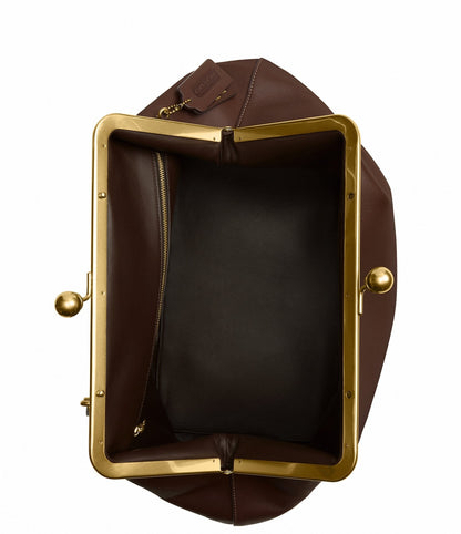 Rugged Leather Large Classic Kisslock Frame Bag