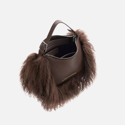 Leather Wool Trim Cortni Bag.